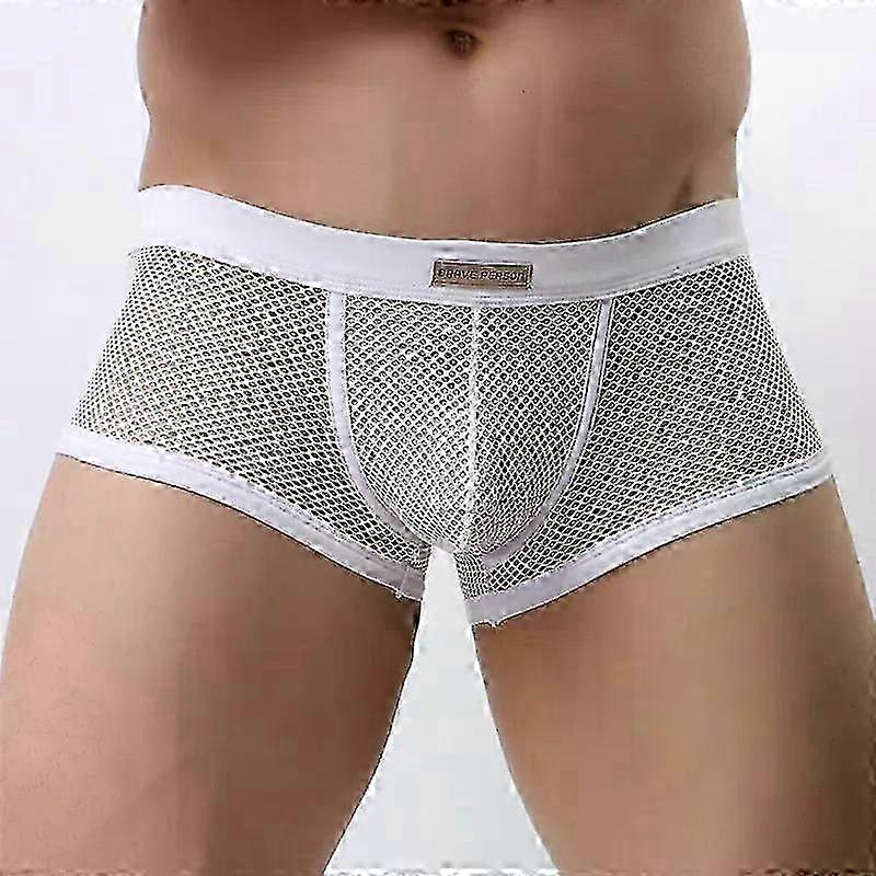 Person Underwear Men'S Fun Breathable Mesh Hollow Boxer Shorts Sexy...