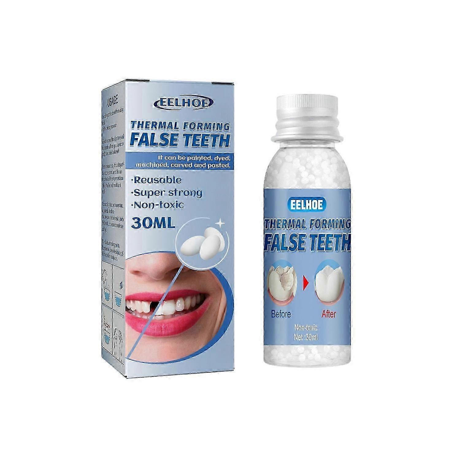 Eelhoe Moldable Tooth Filling Repair 30ml Diy Natural Filling False Teeth Beads For Chipped, Cracked