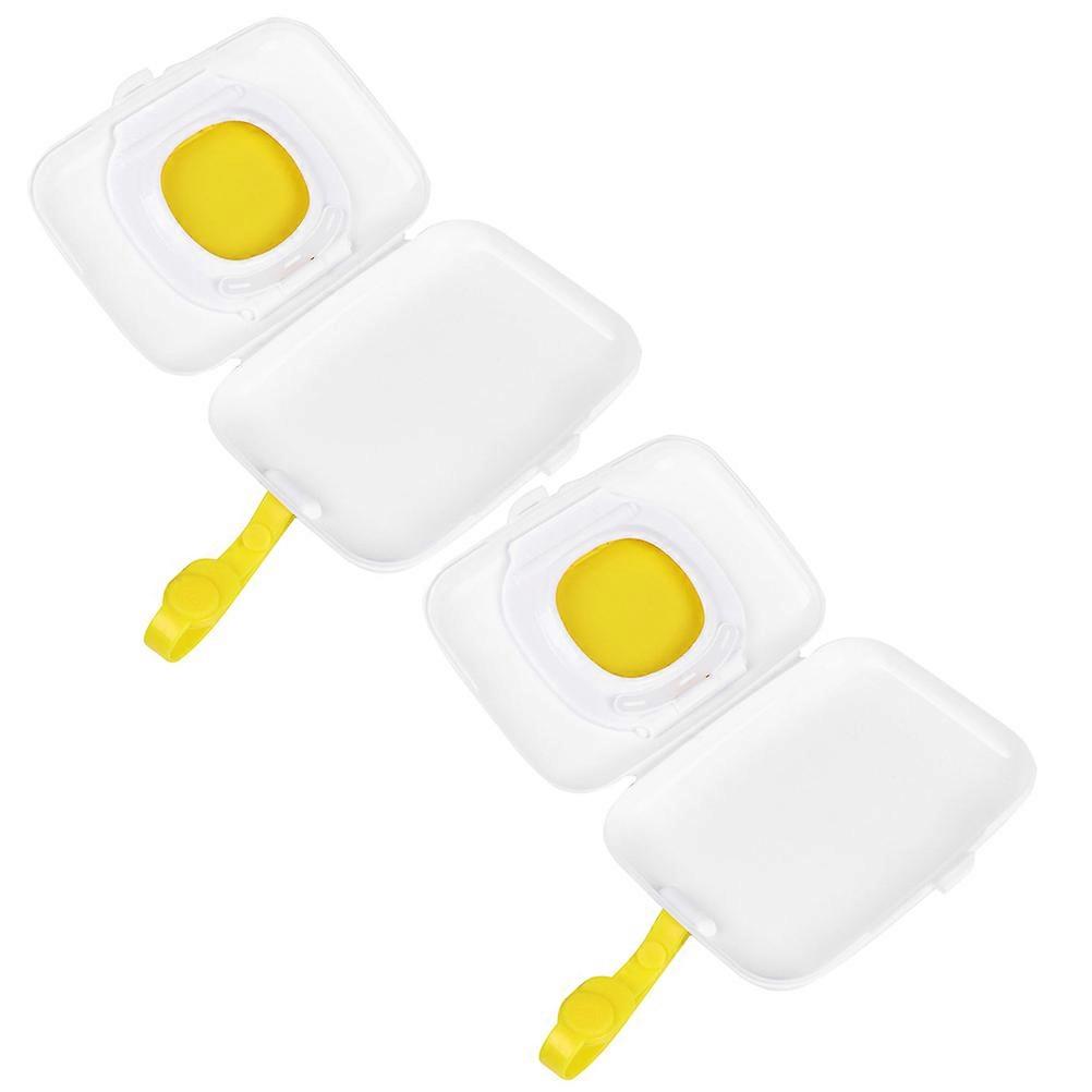 Plastic Baby Wipes Holder Dispenser for Home Office Automotive and Outdoor Use Yellow Pp Material Portable Dust Prevention Storage 2Set