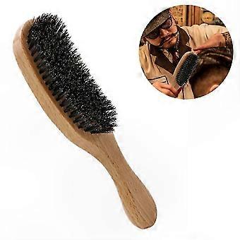 Houten handvat snor verzorgingsborstel met zwijnenhaar voor baard en haarverzorging - natuurlijke houttint