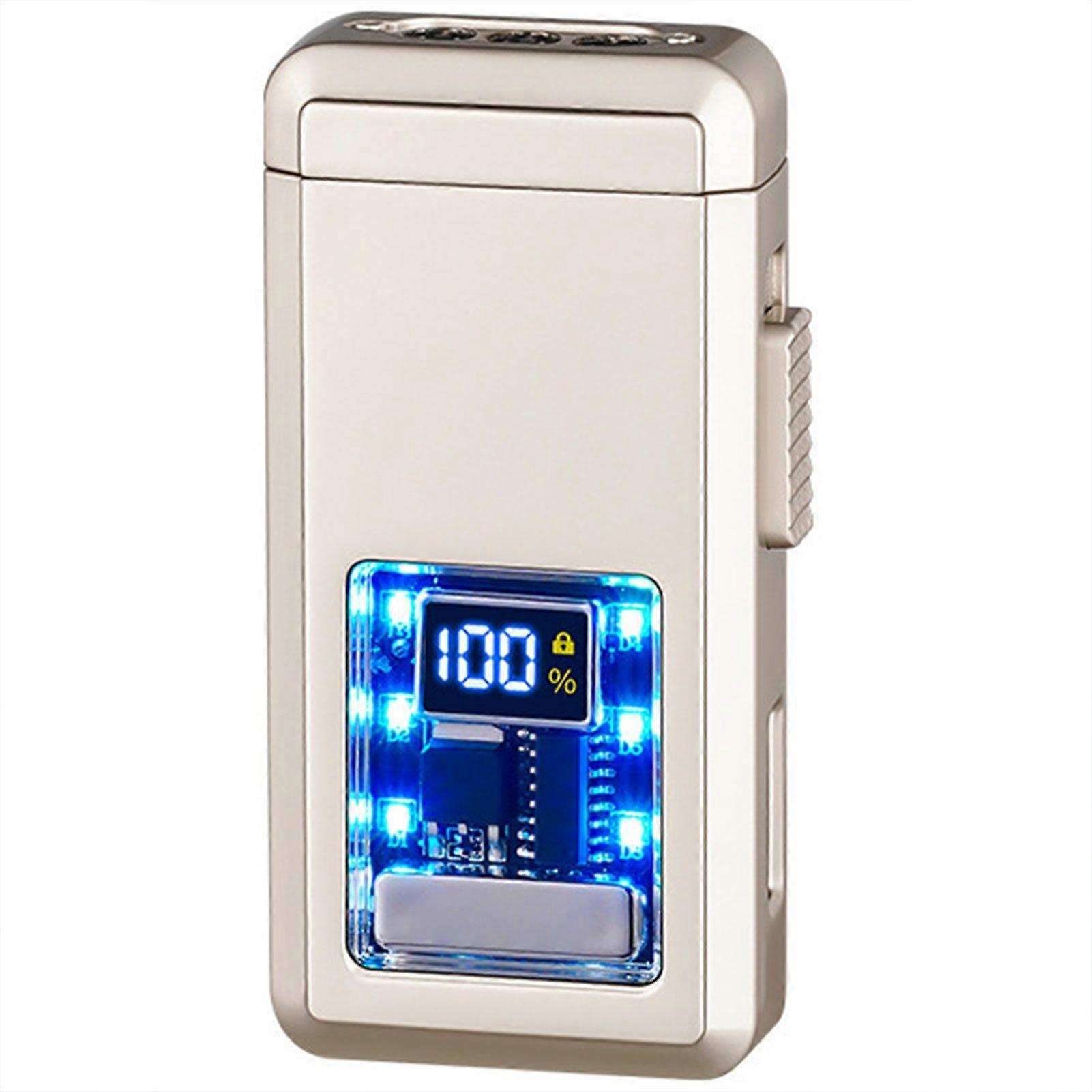 Rechargeable Windproof Cigars Cigarettes Lighter Multi-Functional 3 Flames Lighter with Colored Lights