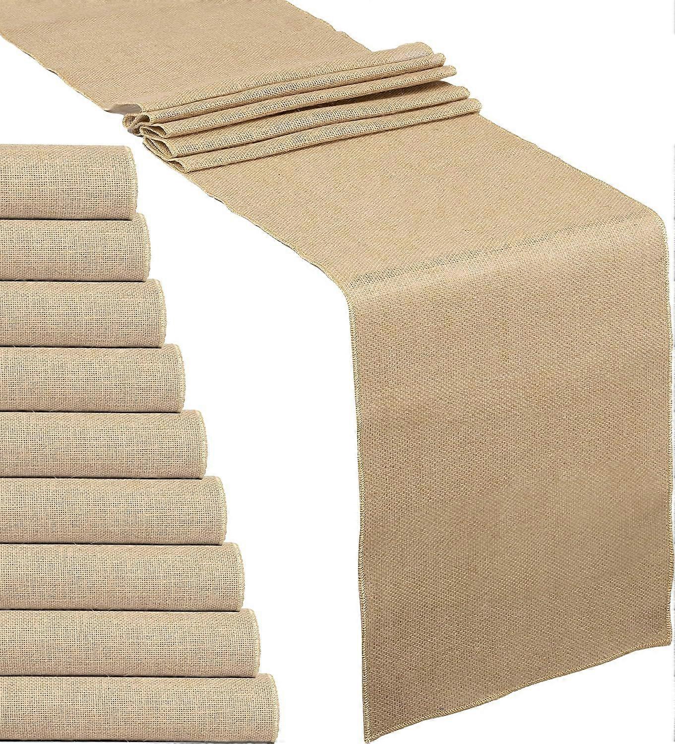 10 Pack Natural Burlap Table Runners|12 x 72 Inch Rustic Jute Runner and