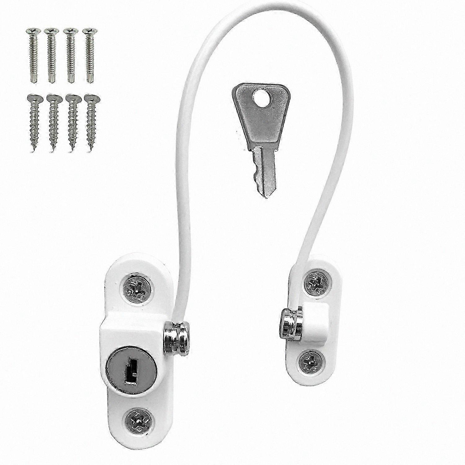 White Window Cable Lock with Screws for Child and Baby Safety Security