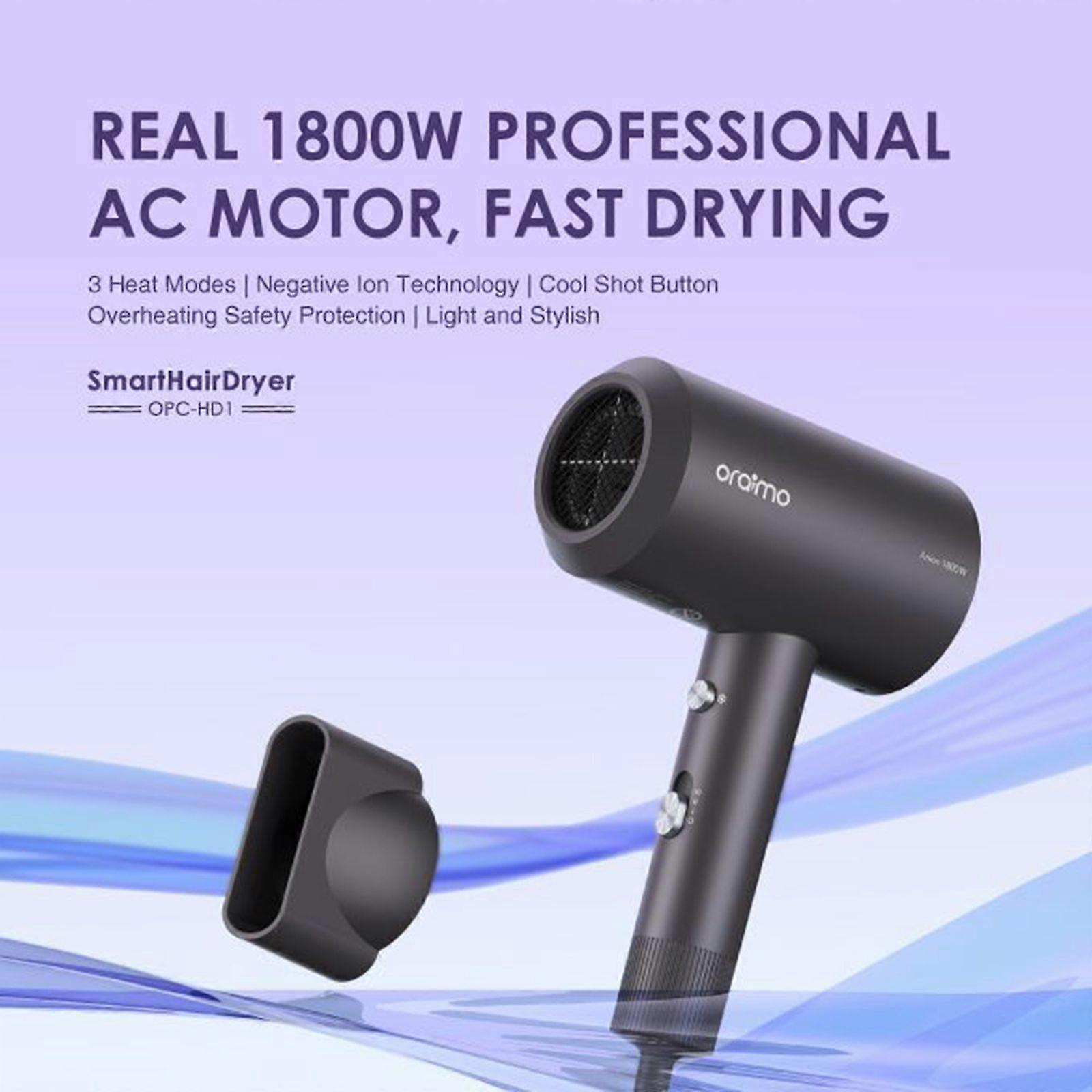 Oraimo SmartHairDryer 1800W 3 Heat Modes Negative Ion Technology Hair Dryer