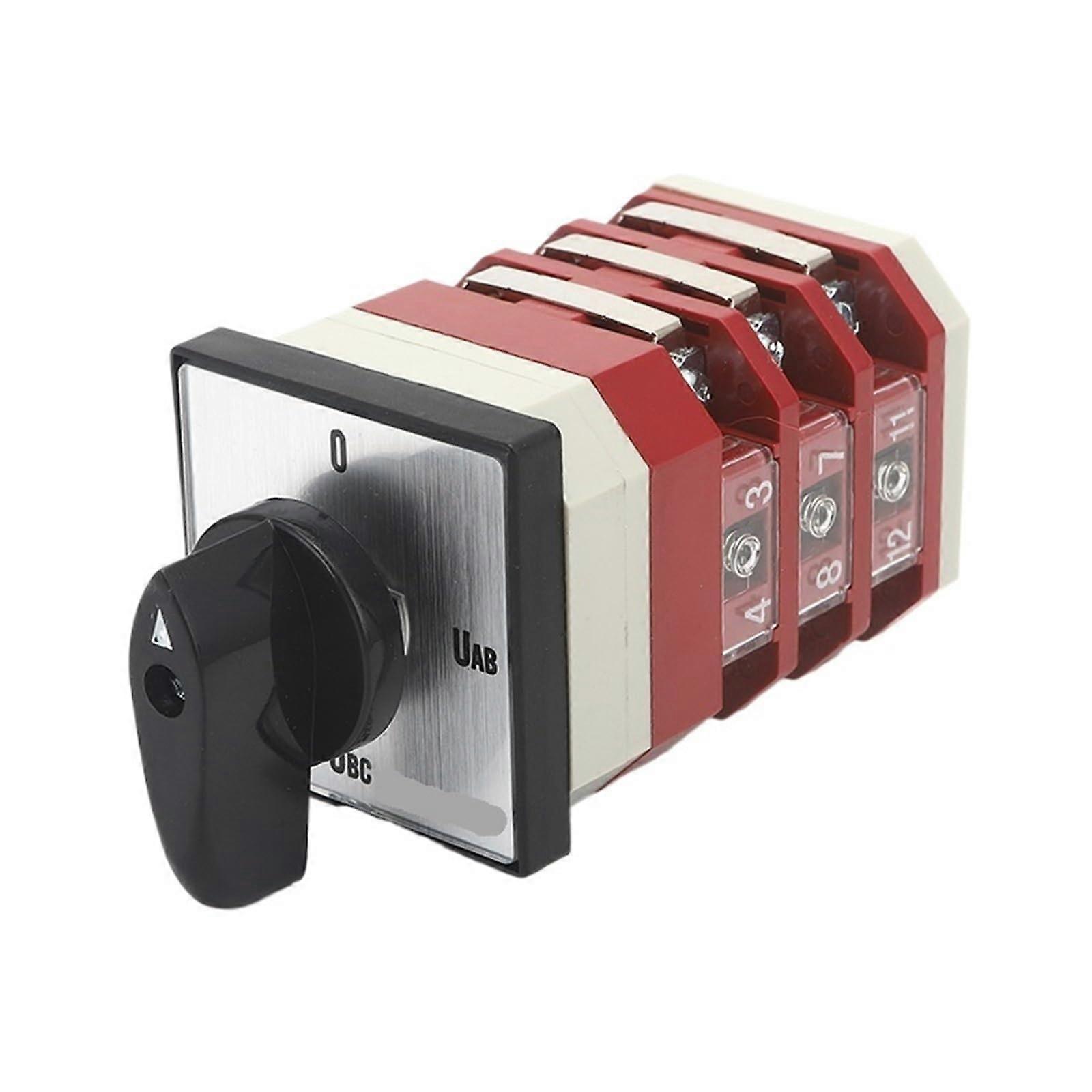LW12-16 YH3.3 16A 4 Position 3 Pole 12 Screws Three-Phase Voltmeter Rotary Switch for Electrical Measurement