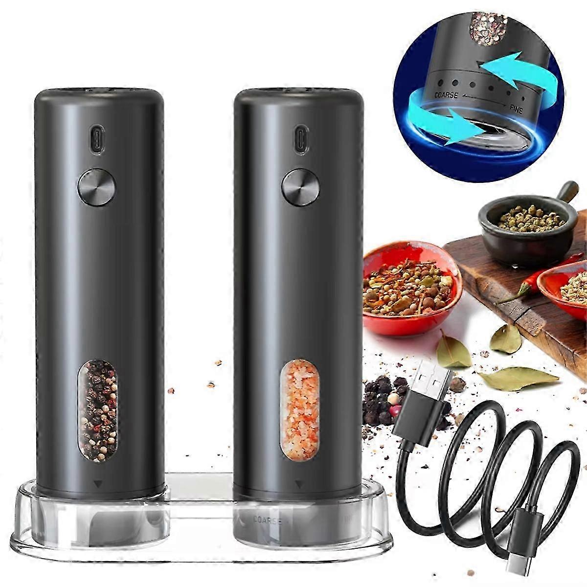 Upgraded Larger Capacity Electric Salt and Pepper Grinder Set