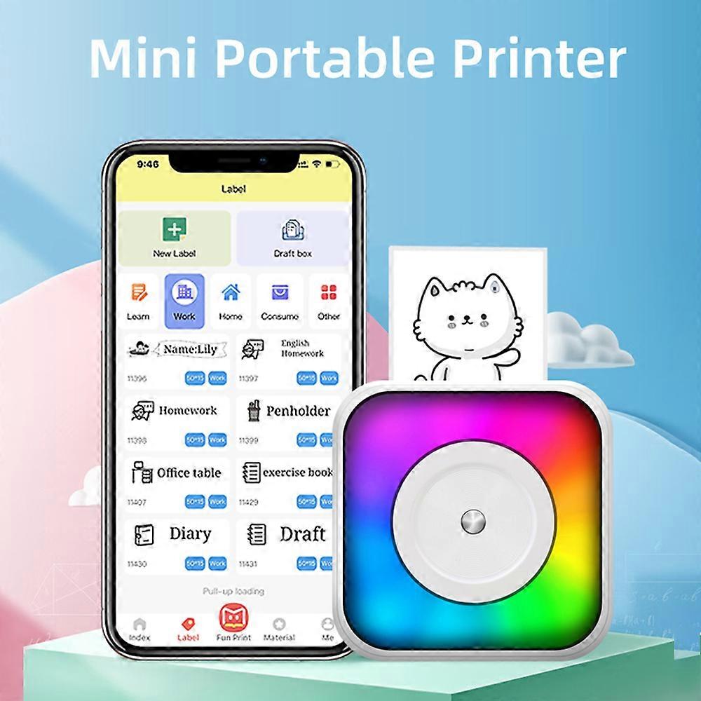 Mini Thermal Printer C31 White 9.5x9.5x5cm Portable 1200mAh