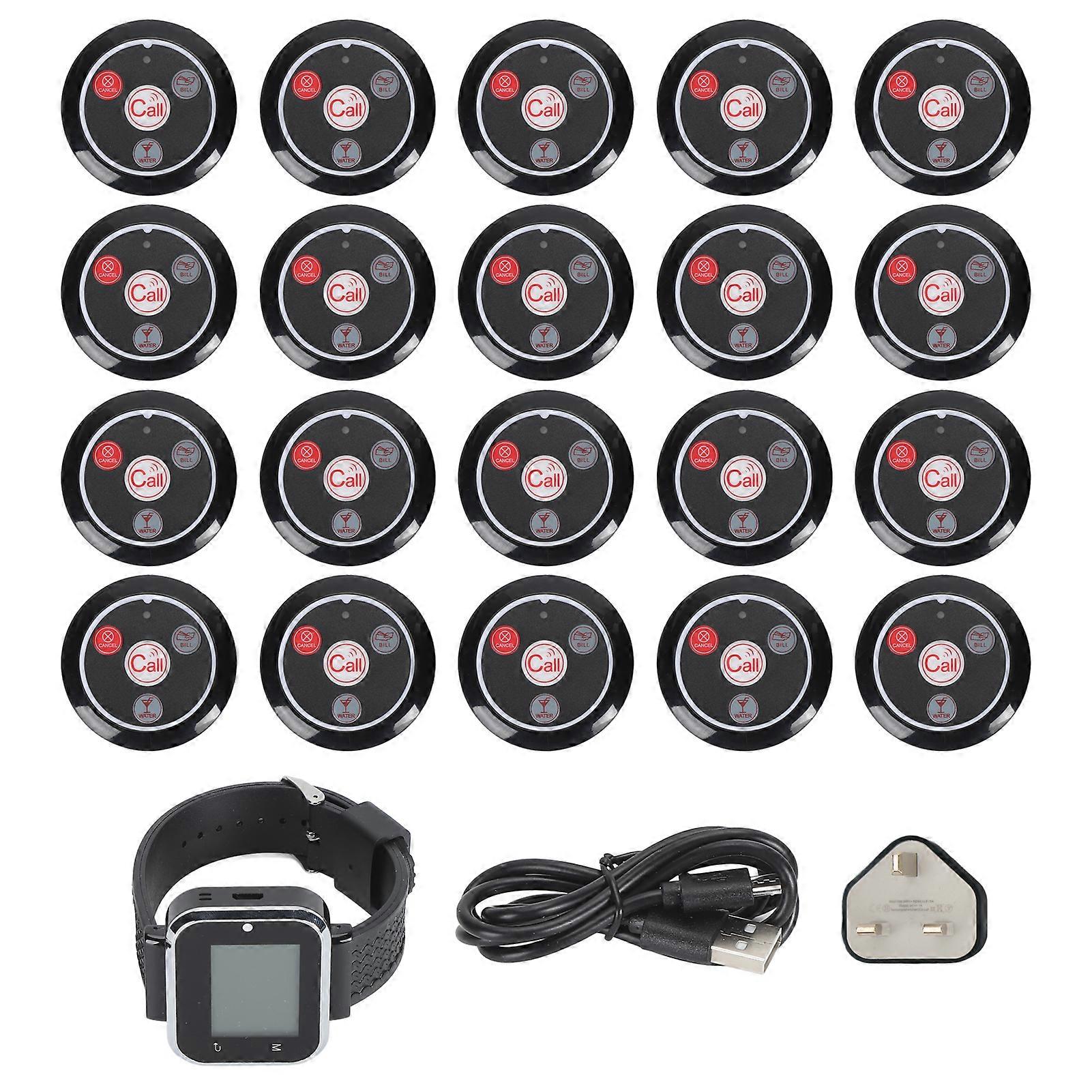 Wireless Calling System with Rechargeable Battery 20 Pagers LCD Display IPX4 Waterproof