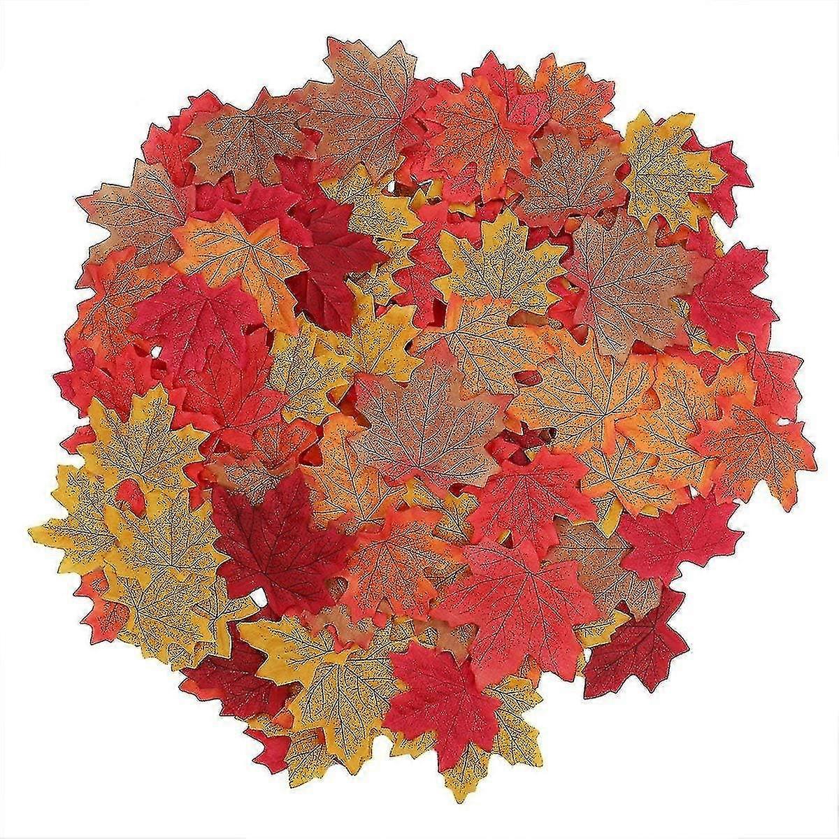 Artificial maple leaves, 150 pieces, 8×8cm and 10×10cm, realistic and suitable for multiple scenarios