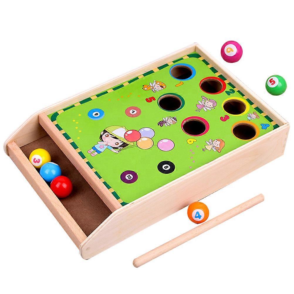 Green Mini Pool Table Playset 1 Set Interactive Table Tennis Game for Kids Playing Wood Material