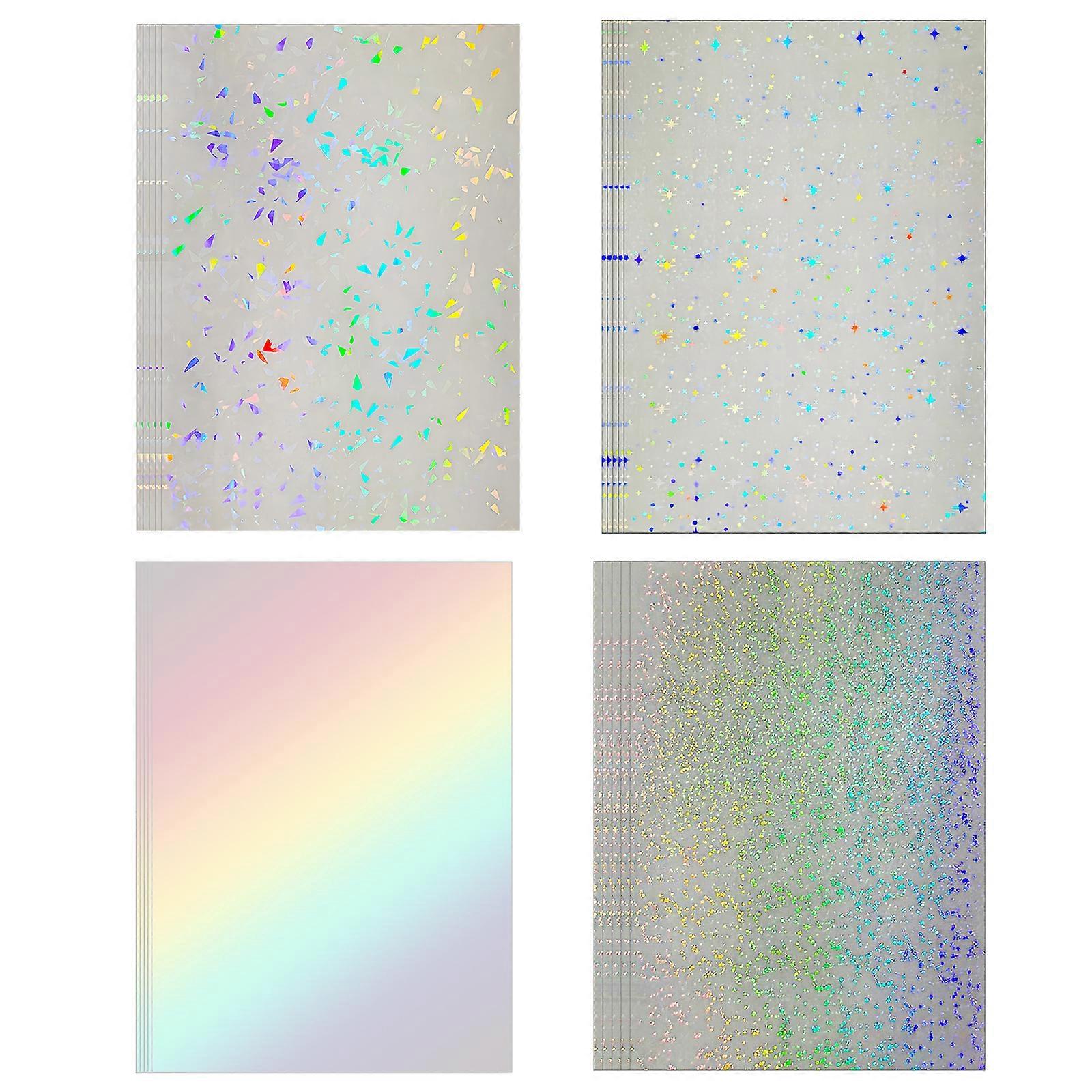 20 Sheets Mix Holographic Sticker Paper A4(8.3X11.7 Inch) Vinyl Lamination Stickers Film Waterproof Self Adhesive Transparent Overlay Laminate Sticker