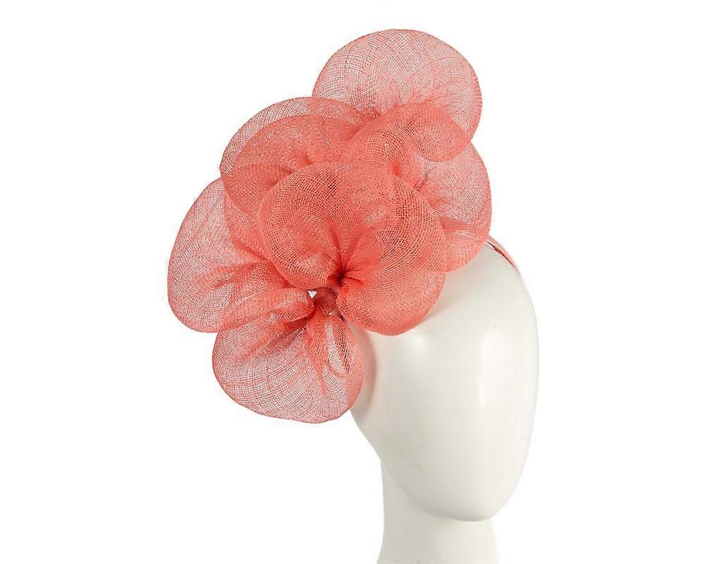 Large coral sinamay flower fascinator by Max Alexander MA918CR