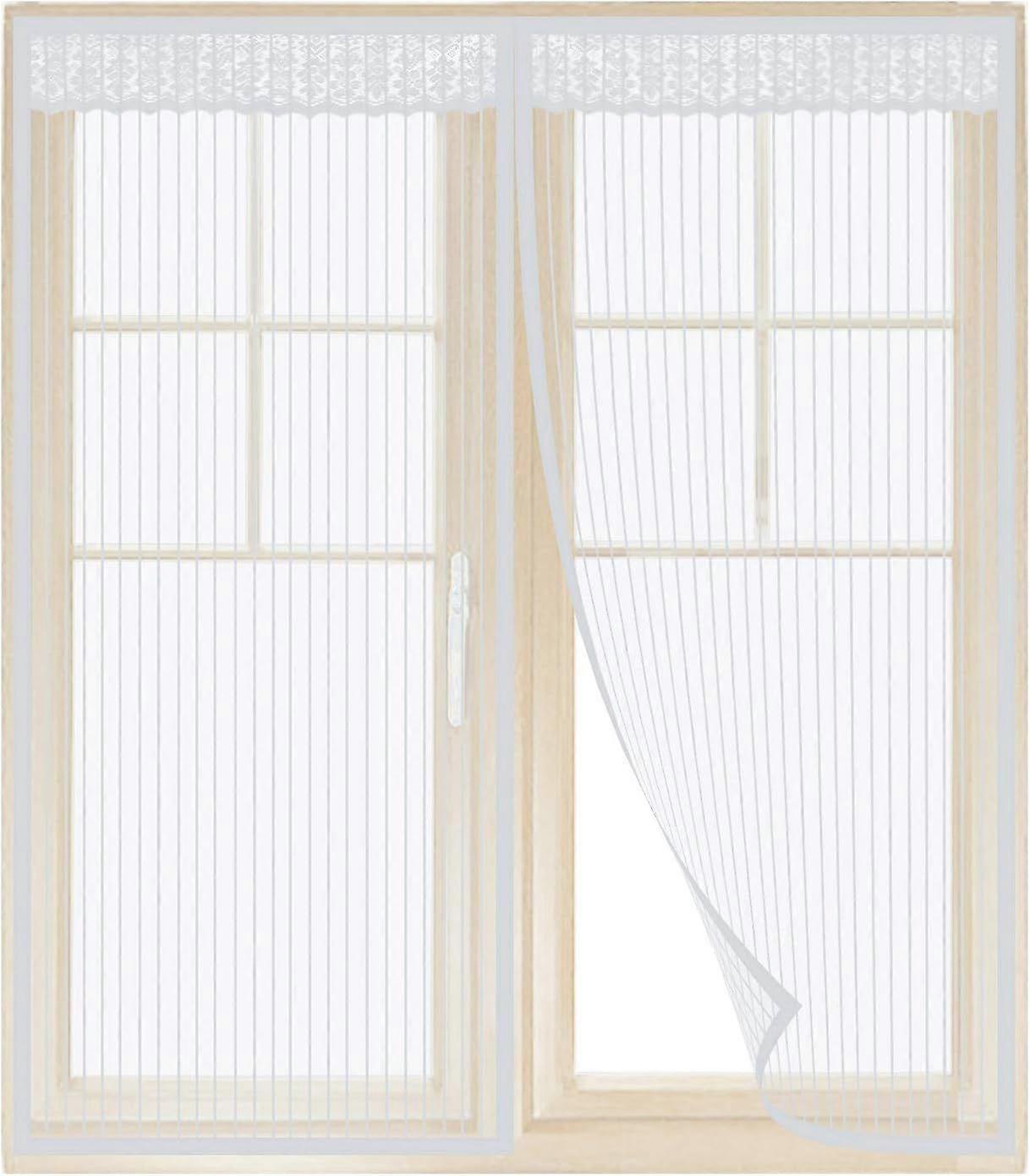 White Magnetic Window Screen 130 x 150CM Magnetic Screen Curtain with Sticky