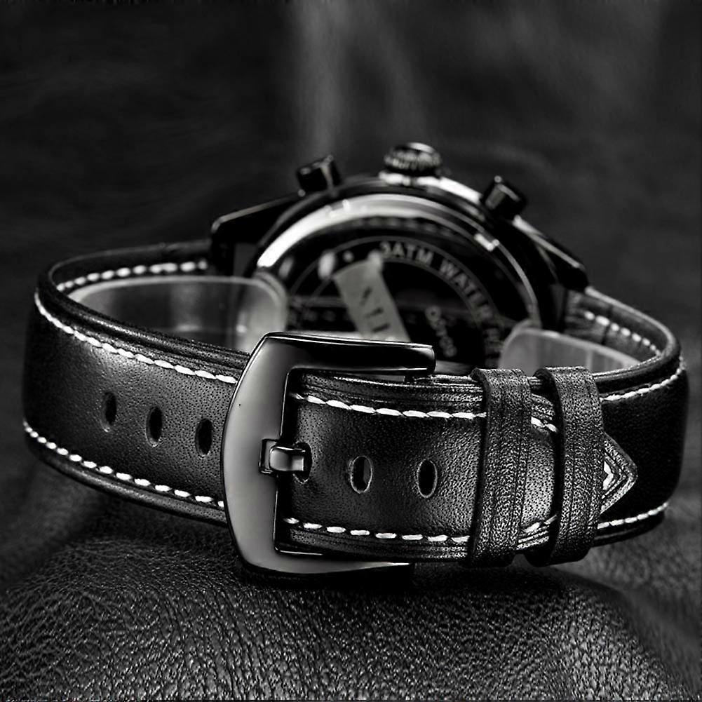 OCHSTIN Quartz Leather Strap Watch Round Dial 42mm White