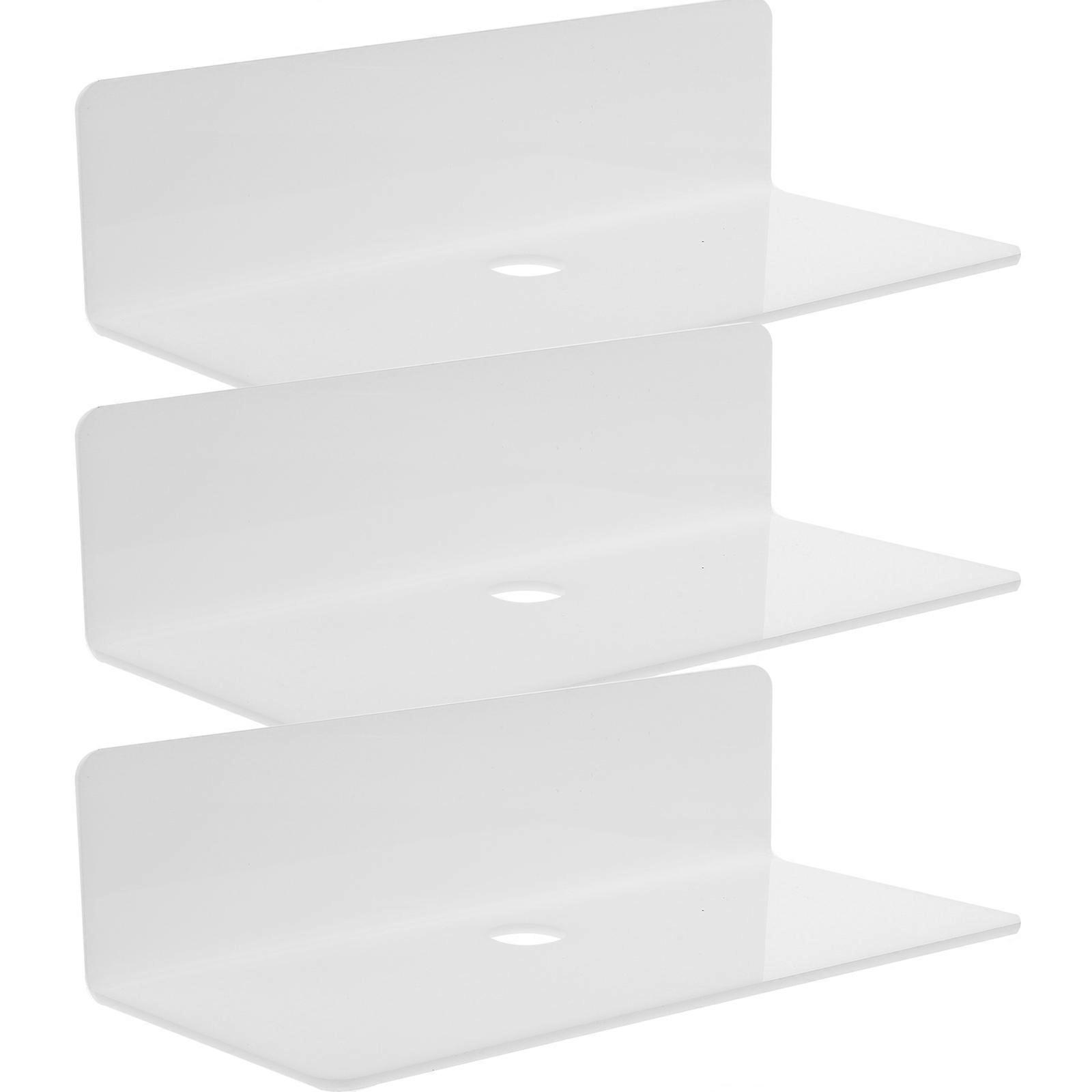 Acrylic Floating Shelf Wall Storage Rack for Storage Use 15Pcs White