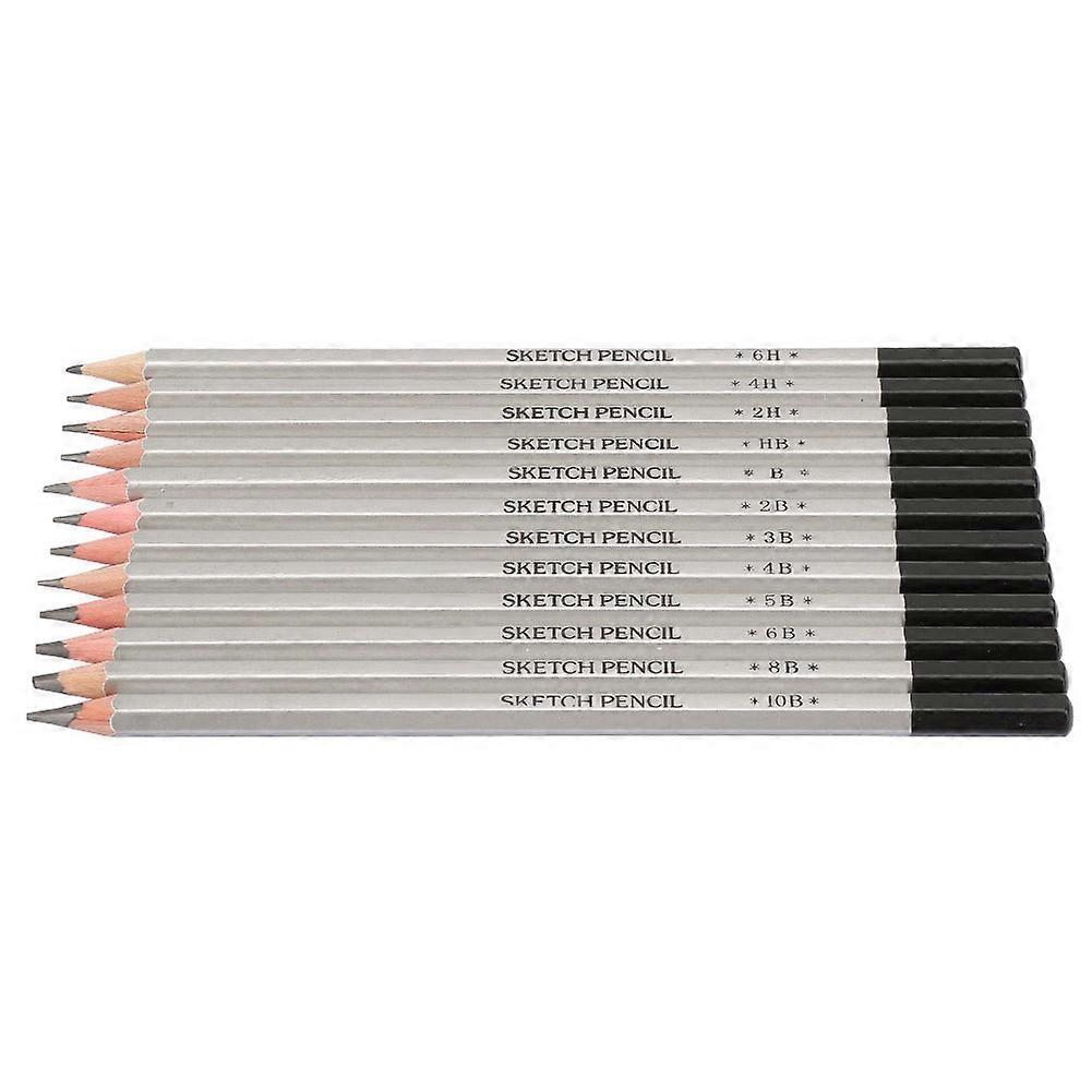 12PCS Wooden Graphite Sketching Pencils Set for Professional Art