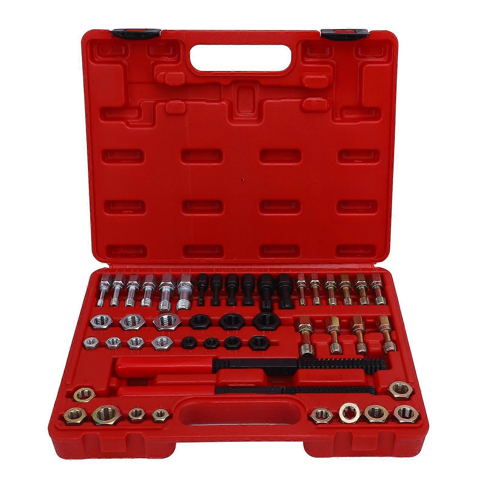 48 Piece Thread Chaser Set Metric and SAE Sizes 22 Taps 24 Dies 2 Thread Files Universal Rethreading Tool Kit
