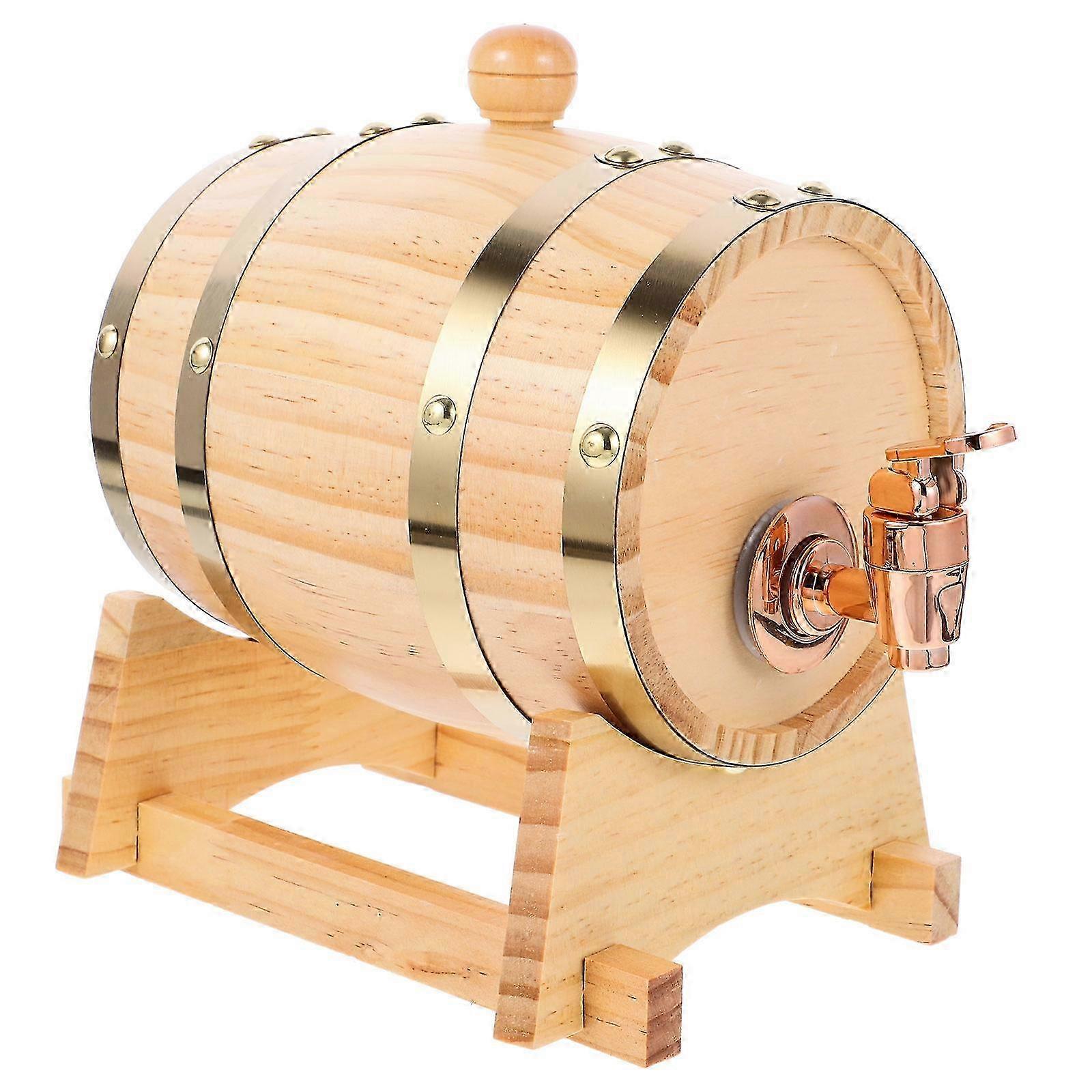 Wooden Barrel, 0.8L Wine Aging Beer Storage Bucket with Stand & Faucet for Party