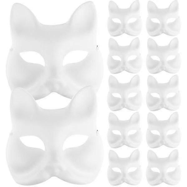 Bebetter 12pcs Fox Mask Japanese Half Mask Blank Diy Mask Half Fox Mask Blank Prop