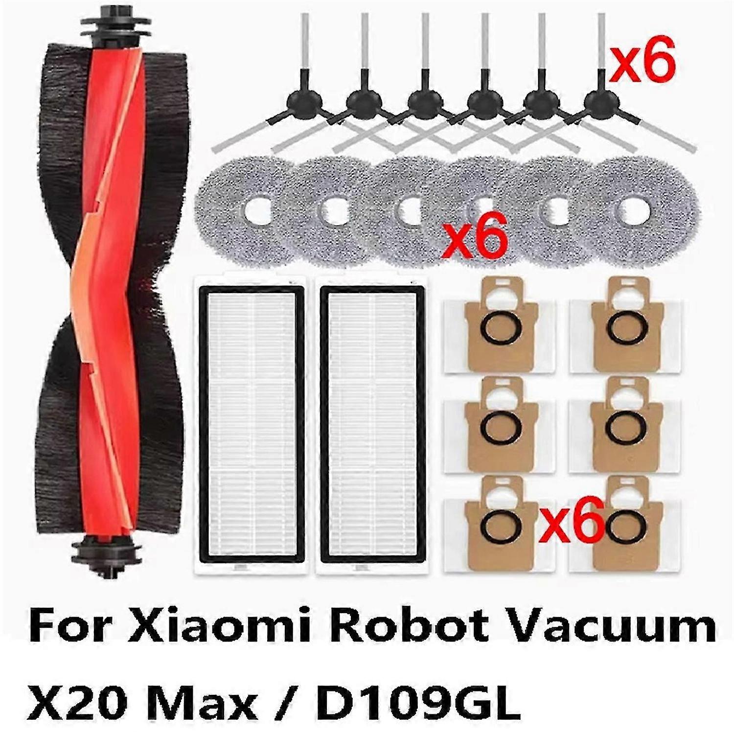 For Xiaomi Robot Vacuum X20 Max / D109GL Part Accessories Main Brush Side Brush Hepa Filter Mop Clot