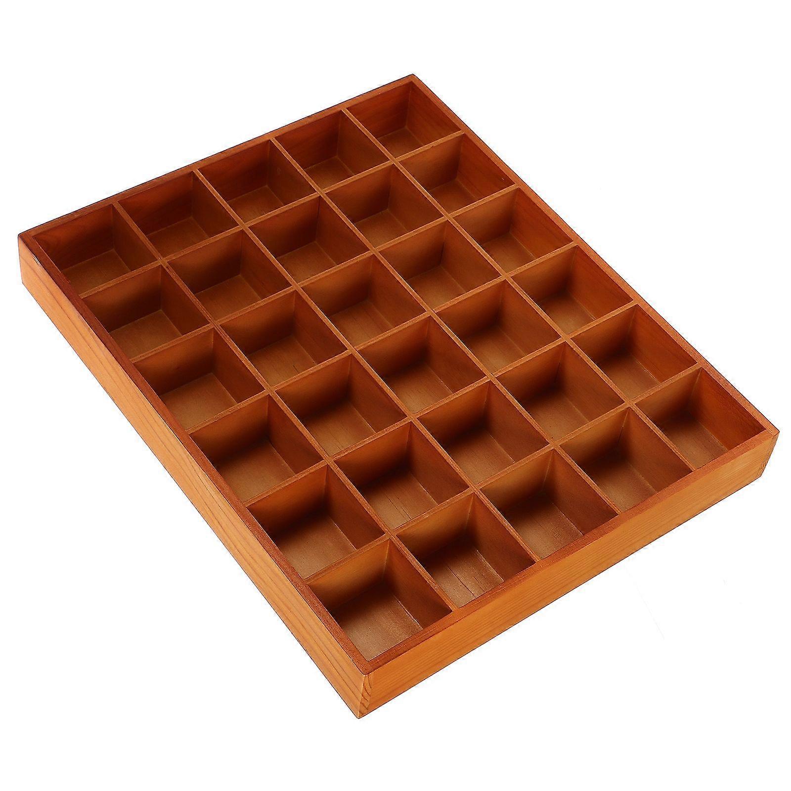 Wooden Grid Display Box Wooden Box Wooden Sorting Tray Display Holder Wood Organizer Box