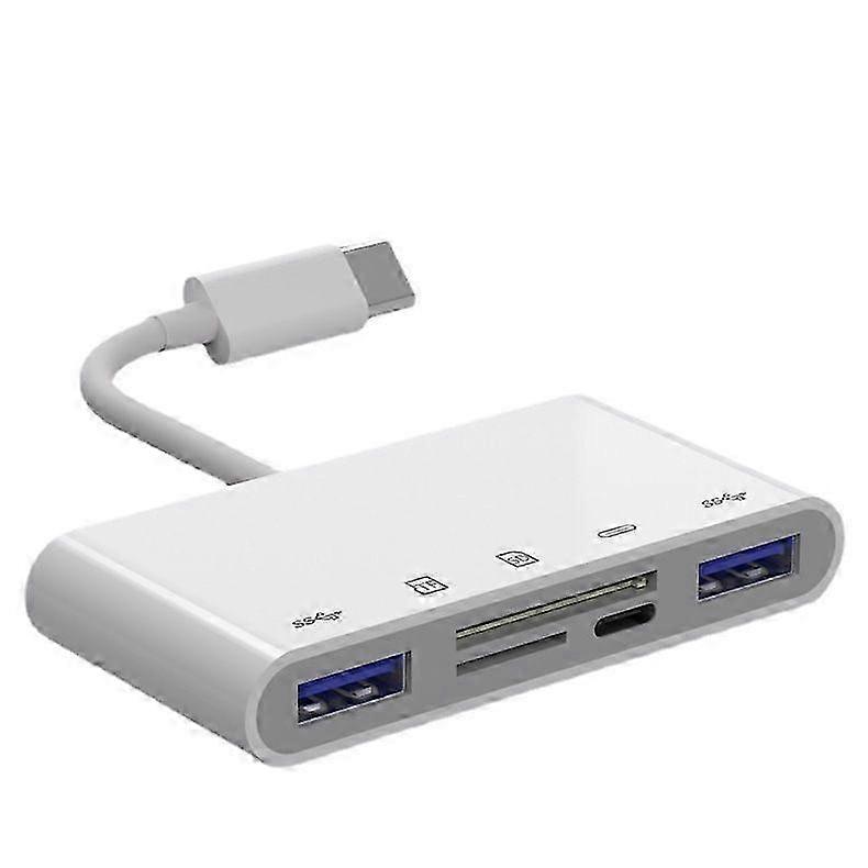 New 5-in-1 TYPE-C card reader multi-function OTG adapter multi-in-one dual USB charging tf camera sd card