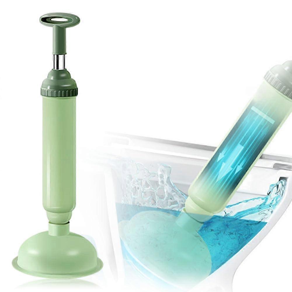 Pressure Toilet Unblock Kit With Plunger, Pressure Air Drain Remover, Plumbing Tool Bathroom Kitchen GreenA