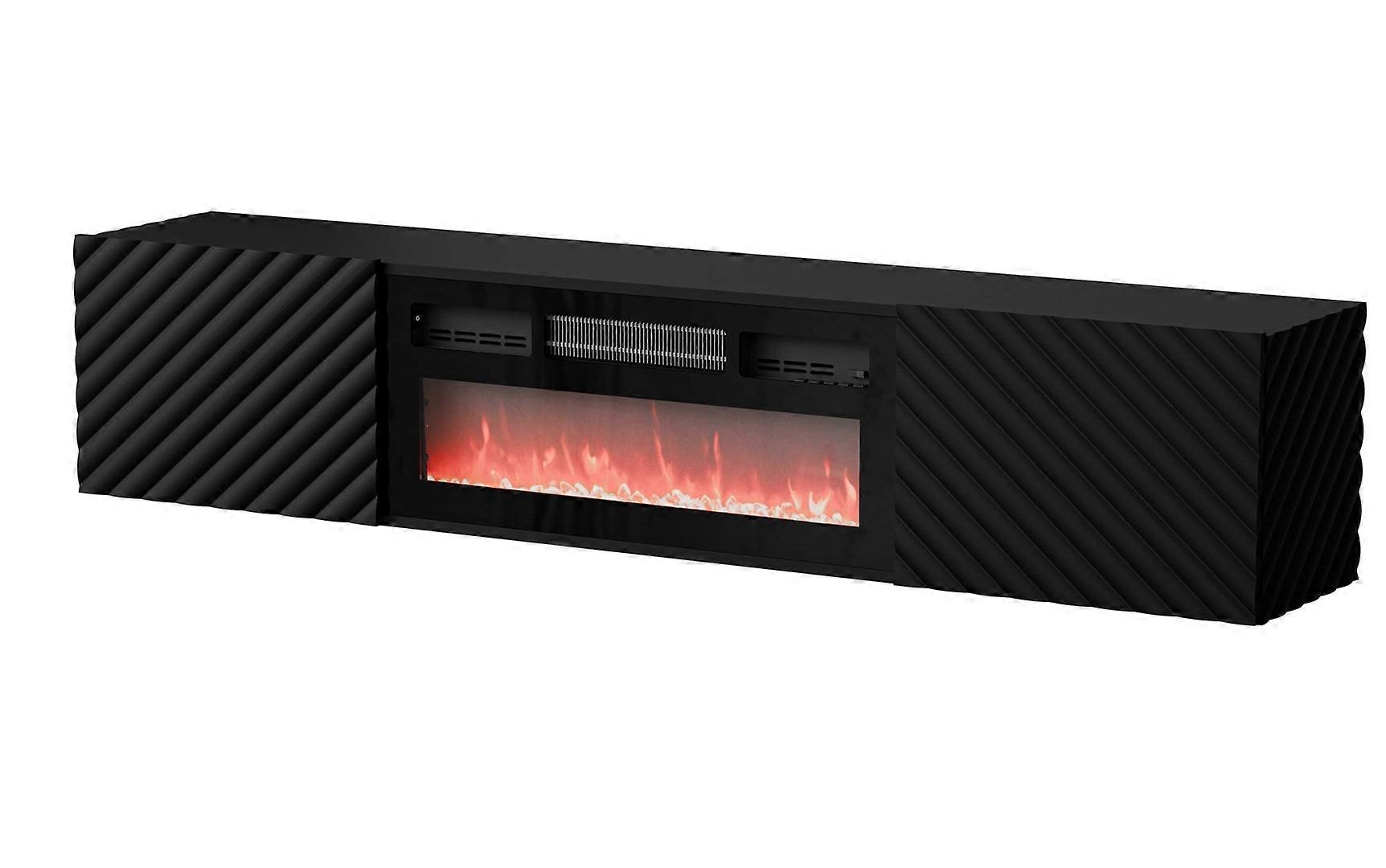Cama Rtv Cabinet Lara 183x35x37 Μαύρο Ματ + Μαύρο Τζάκι