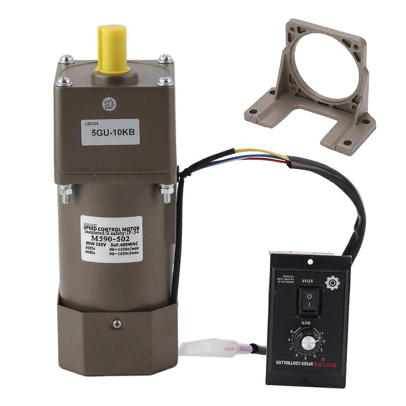 AC 220V 90W Single Phase Asynchronous Gear Motor Deceleration Adjustable Speed(10K)