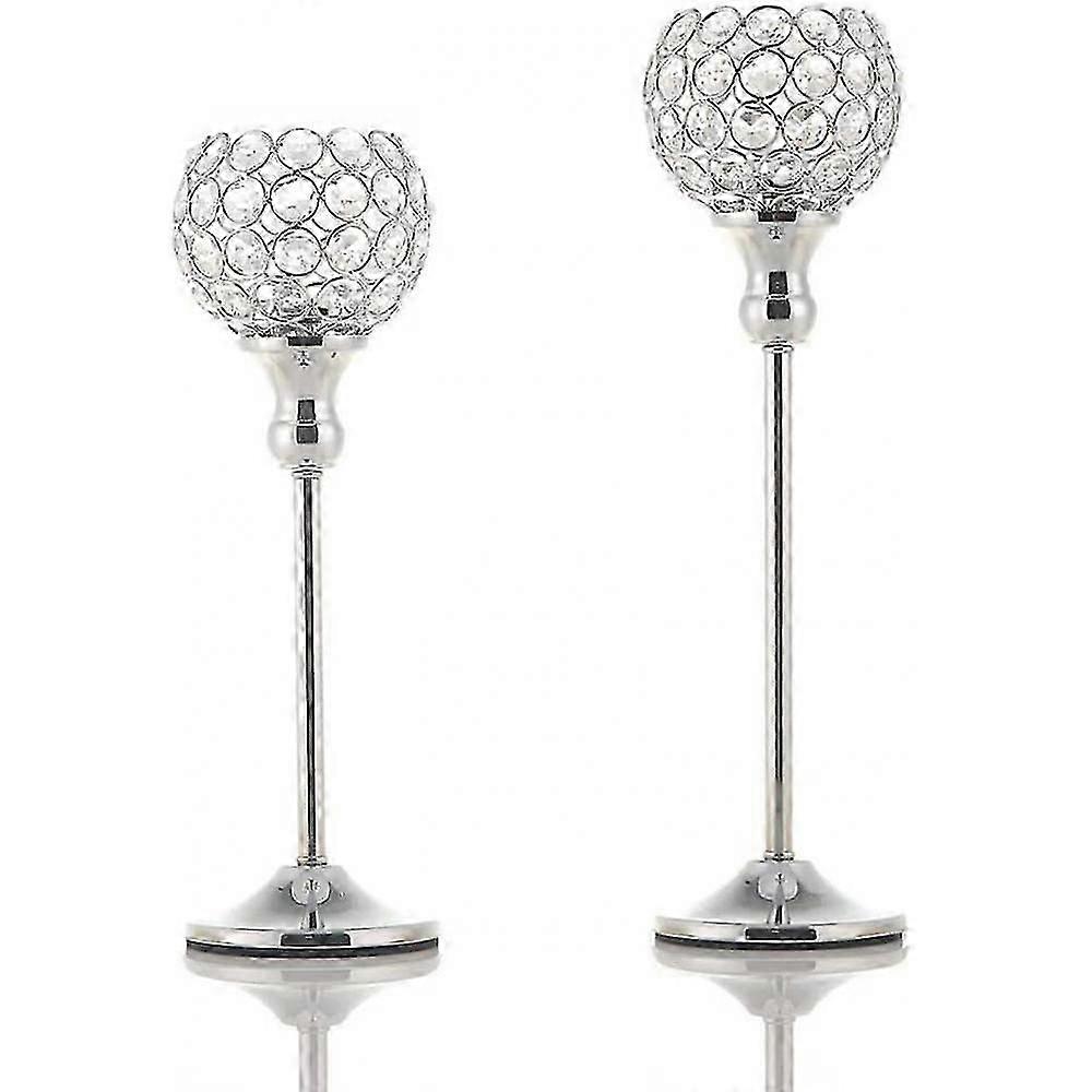 Candlestick Silver Crystal Candle Holder Wedding Dinner Decor XCH