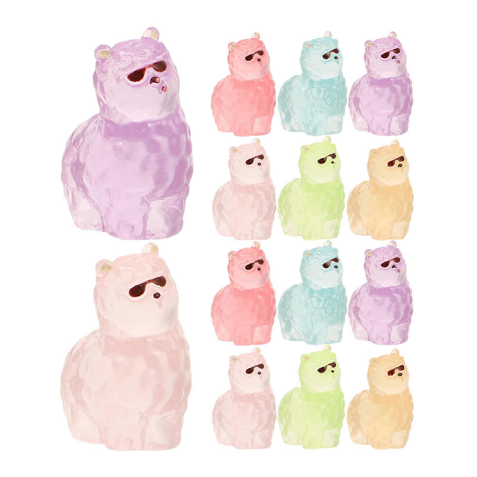 Assorted Color Miniature Alpaca Resin Figurines for Glow in The Dark 72Pcs