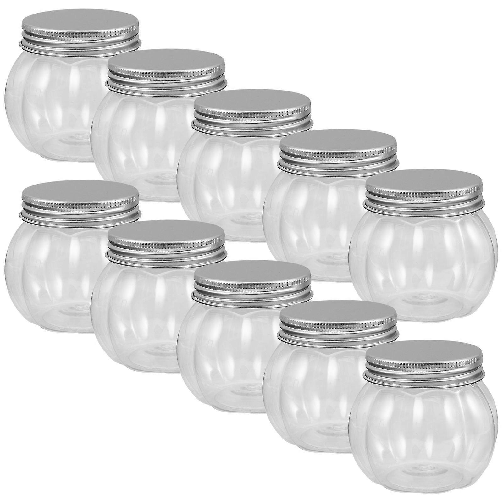 Transparent Pumpkin Shaped Beverage Drink Bottles with Lids for 10Pcs