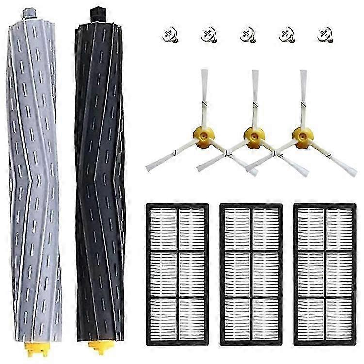 12Pcs / Set Replacement Parts Compatible For iRobot Roomba 800 / 900 Series, 1 Pair Main Brush+3 Filter+3 Side-Edge Brush+5 Screws