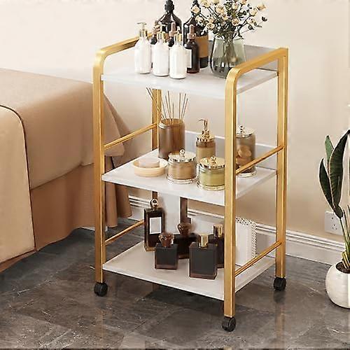 3Tier Rolling Utility Cart With Wheels Mobile Storage Organizer For Bathroom, Office, Workshop Gold 20x13x33in Easy Assembly Shelves