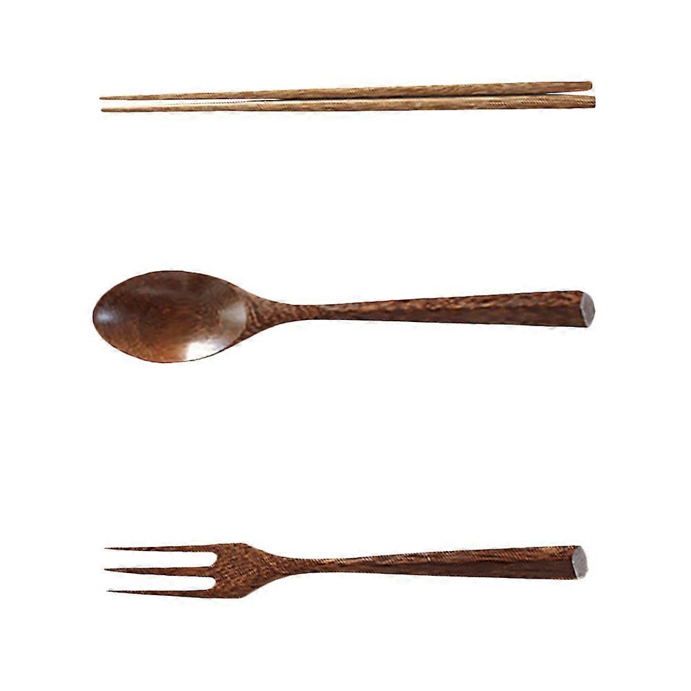 Ξύλινο κουτάλι καφέ Vintage ξύλινο κουτάλι για σετ μαχαιροπίρουνων 3 τεμαχίων