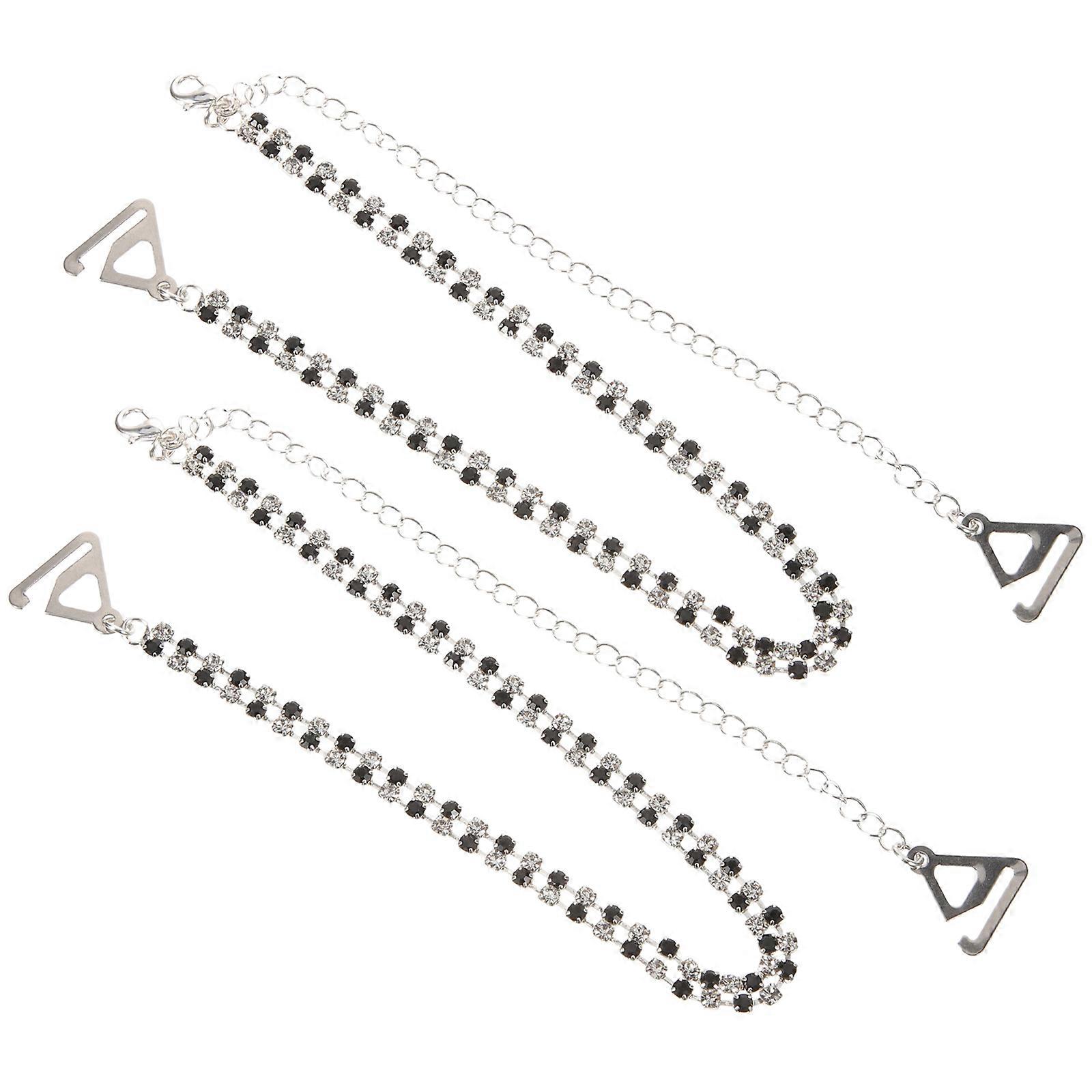 Silver Rhinestone Bra Straps Adjustable Bra Shoulder Replacement 1Pair