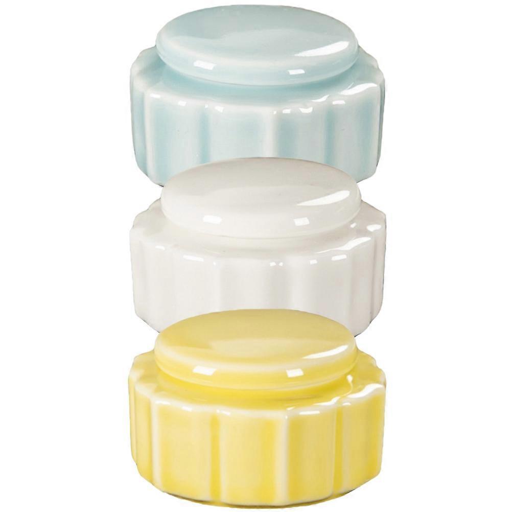 Round Ceramic Lip Balm Container 15 Pcs Ideal For Lip Gloss And Rouge Storage Convenient For Camping Trips