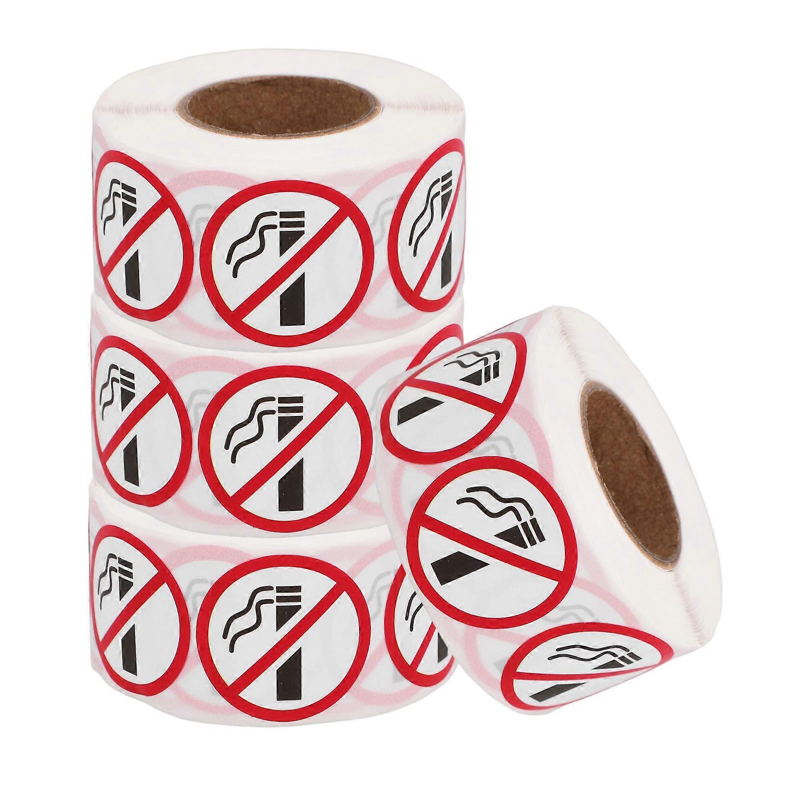Red No Smoking Sign Stickers for Decoration 8 Rolls with Adhesive