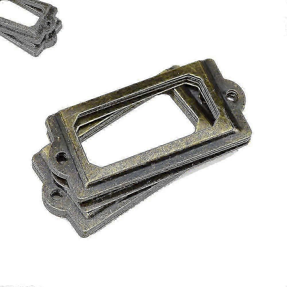 2025 12pcs Antique Brass Metal Label Pull Frame Handle File Name Card Holder