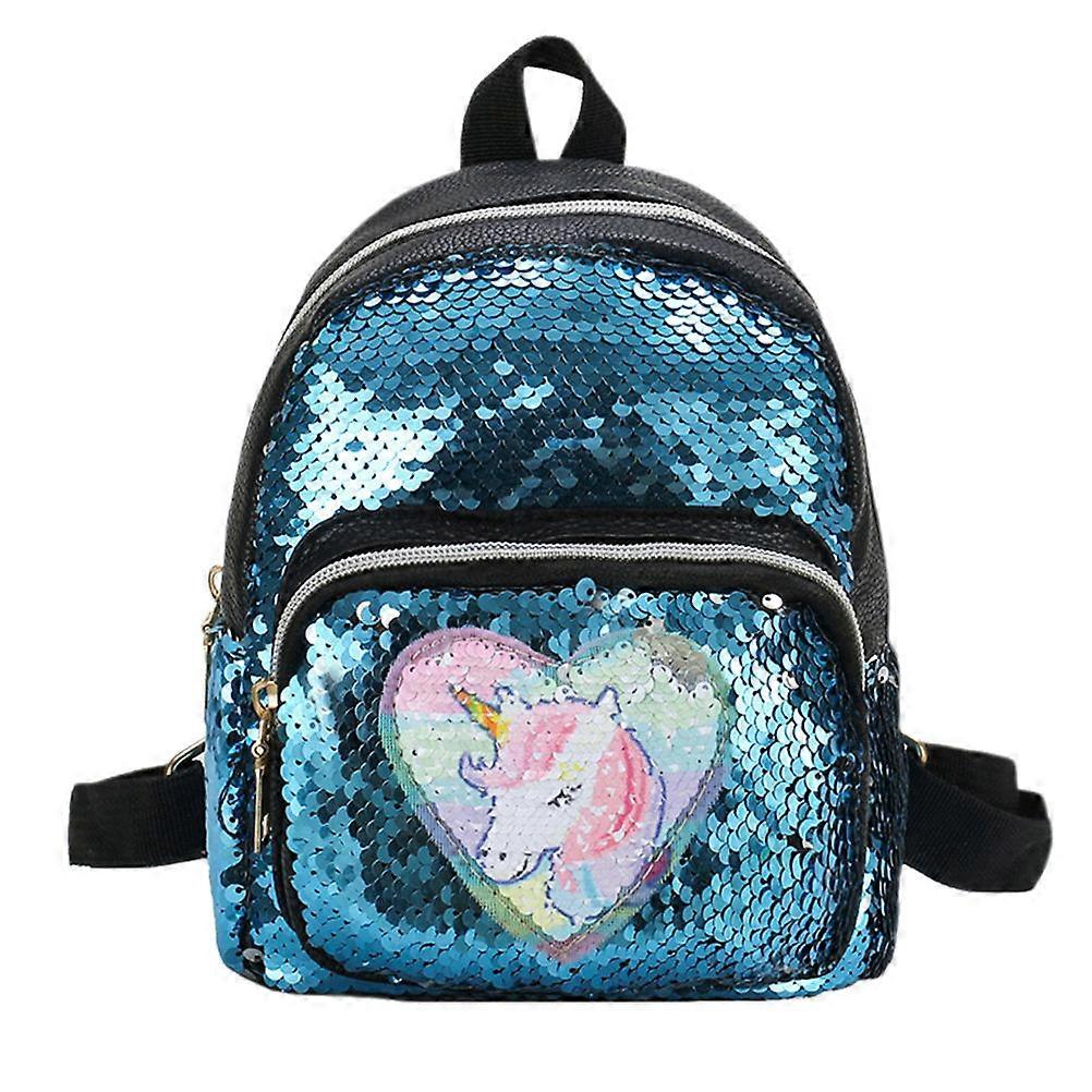 Blue Cartoon Backpack for Kids with 3Pcs Shiny Color Change Storage