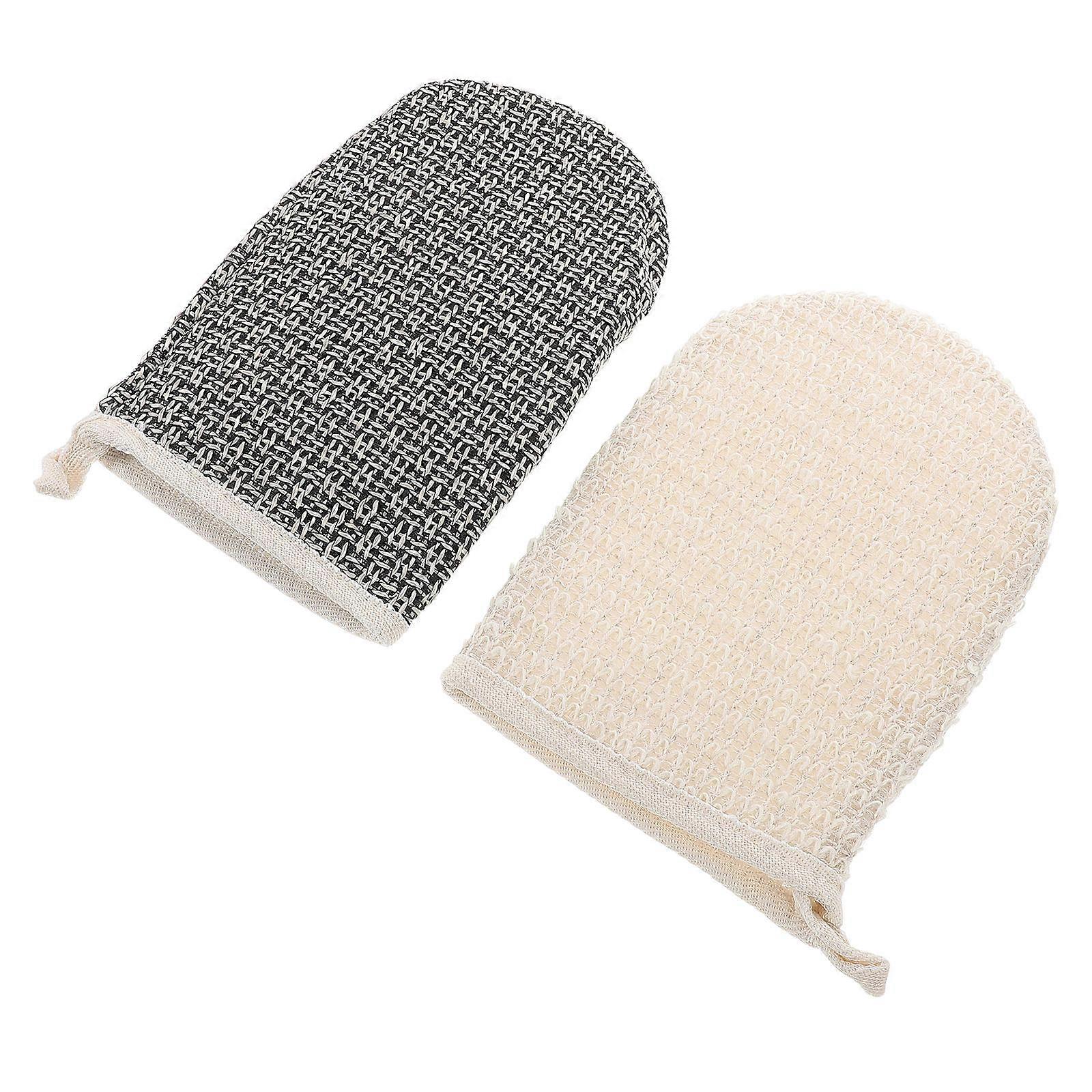 Natural Exfoliating Bath Mitten Shower Gloves Double-Sided Tool For Enhancement 2 Pcs Assorted Color