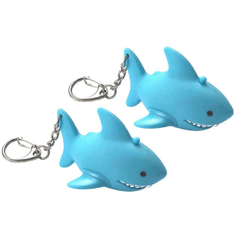 Sky-Blue Shark Shape Keychains with Sound 4Pcs Key Pendants