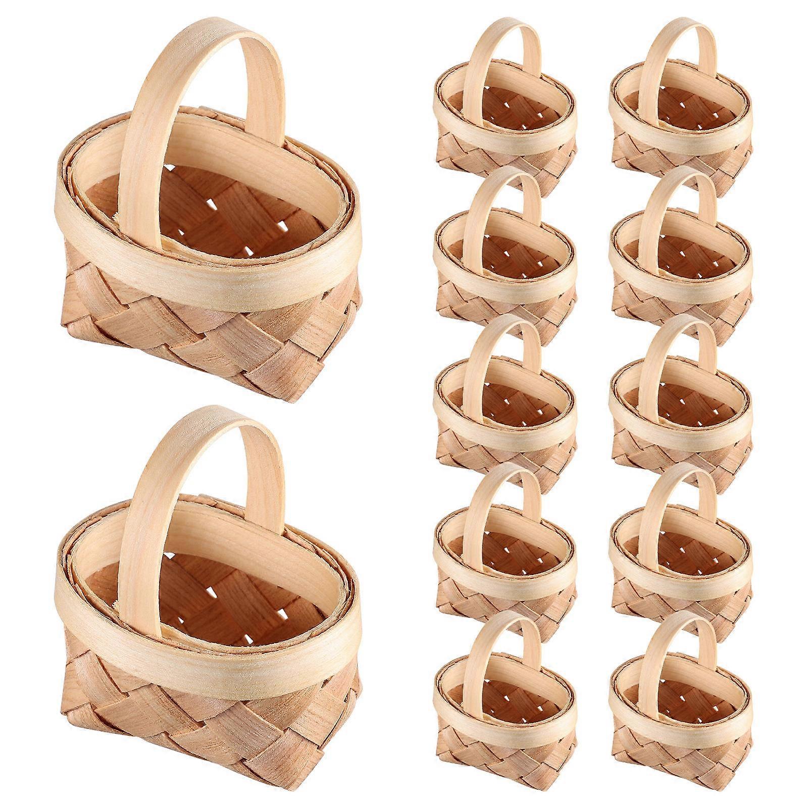 Wooden Miniature Baskets Practical Storage Use 10Pcs Handcrafted Gift Holders