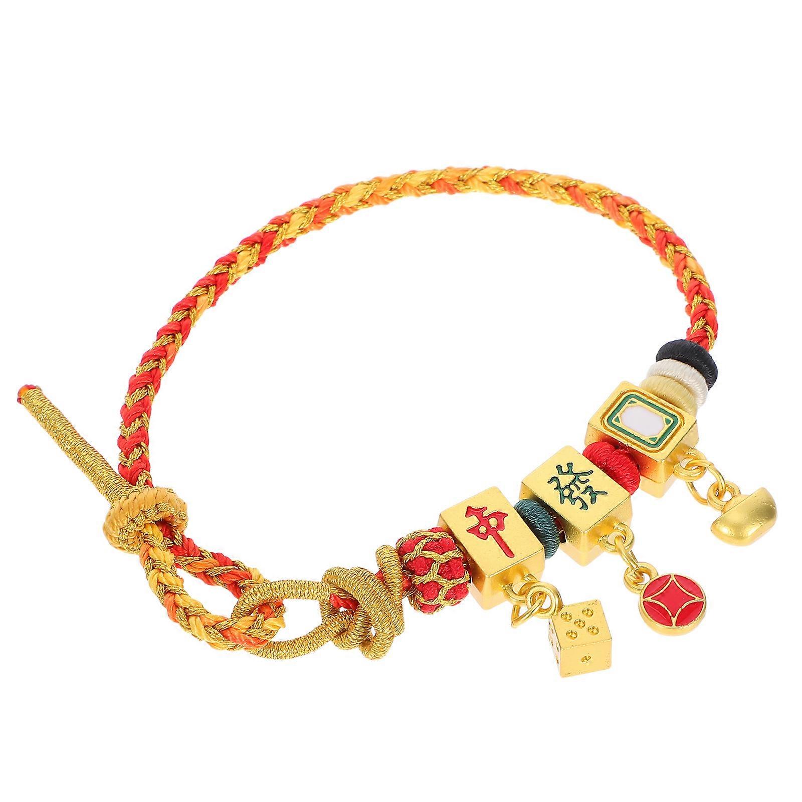 Handmade Mahjong Bracelet 5Pcs Symbol Of Good Fortune For Couples And Friends In Elegant Ideal For Gifting