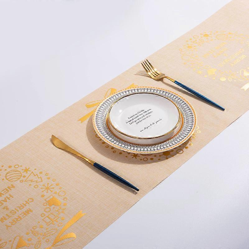 New Christmas table runner tablecloth fine linen print creative desktop decoration Christmas tree cloth roll ~ geometric linen wreath