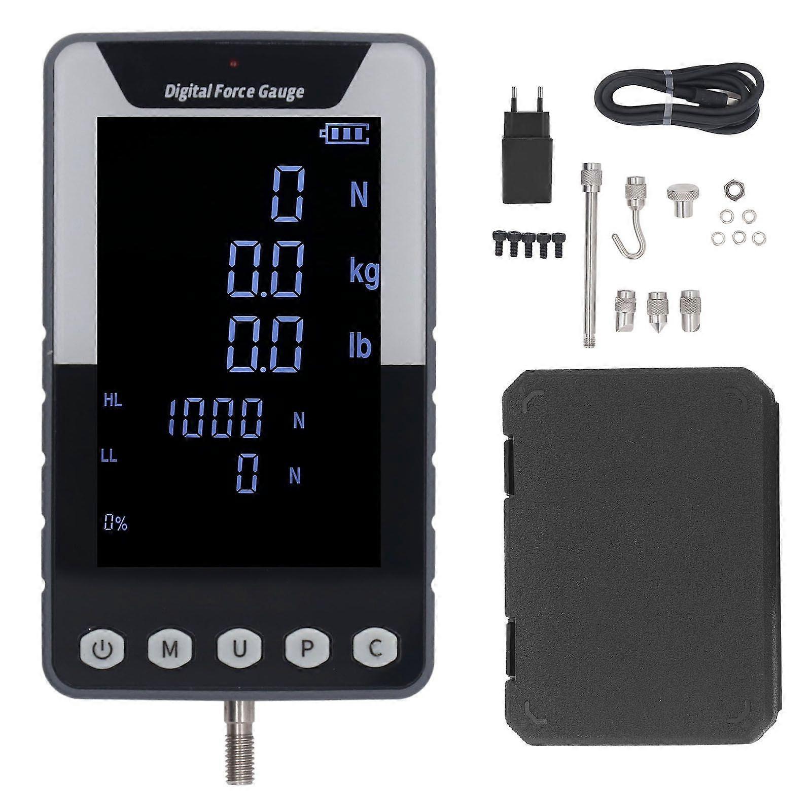 50N Digital Force Gauge Pull Push Meter 3 Measurement Modes Electronic Force Tester N Kg Lb Display EU Plug