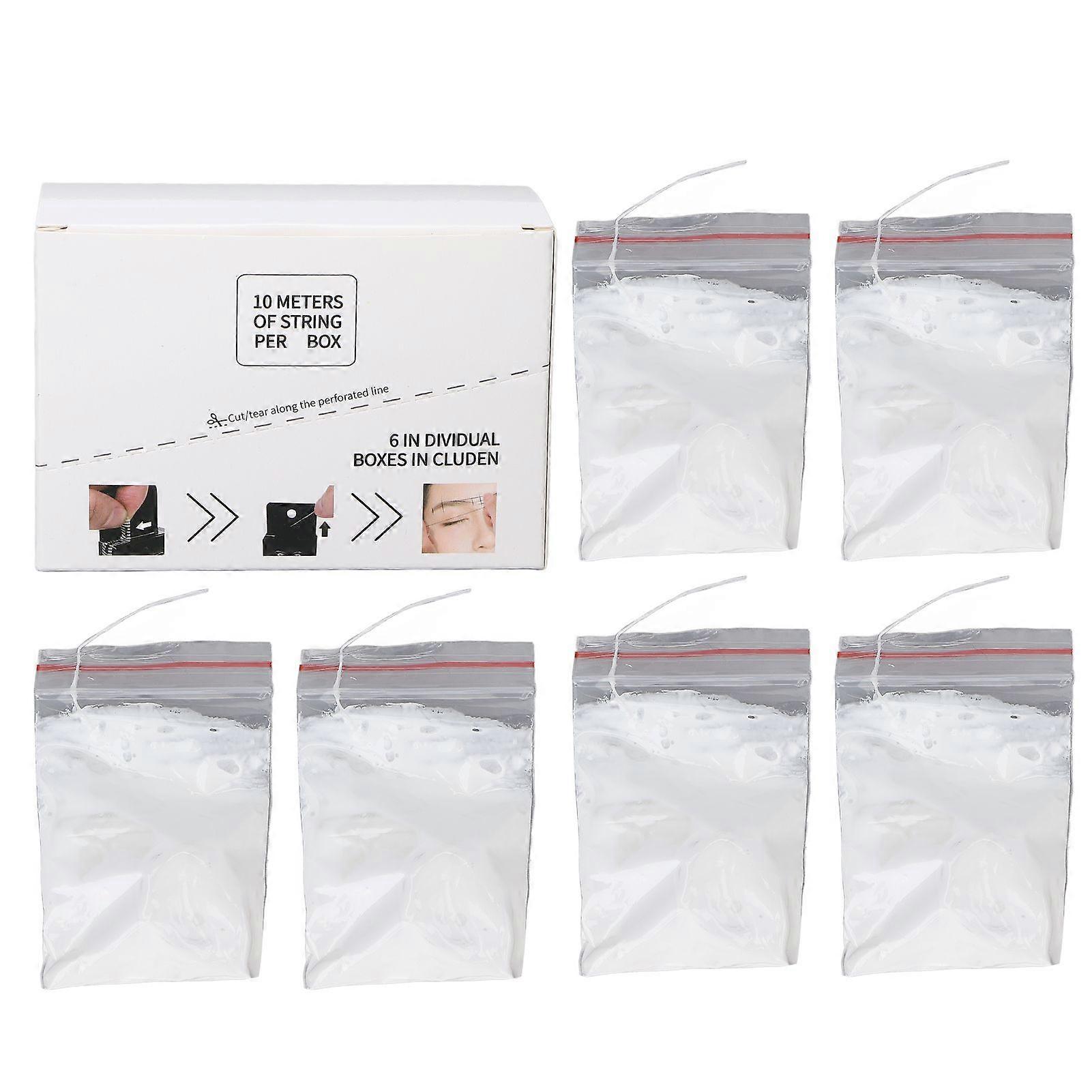 6pcs Eyebrow Mapping String Microblading Pre Inked Mapping Thread Eyebrow Measuring ThreadWhite