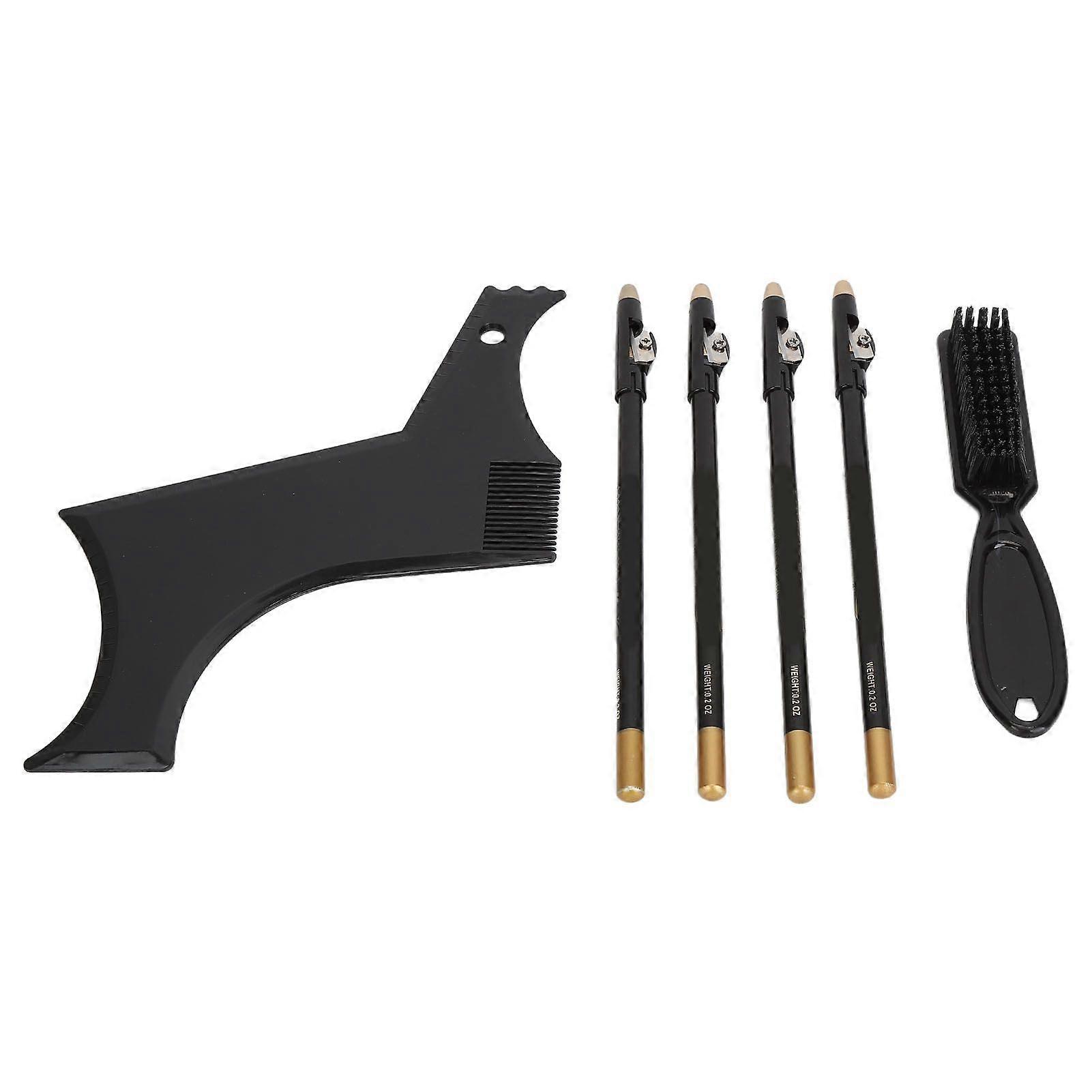 Beard Shaper Stencil Kit with 4pcs Barber Pencils Multiple Curve Beard Shaper Template Shaping Tools Black