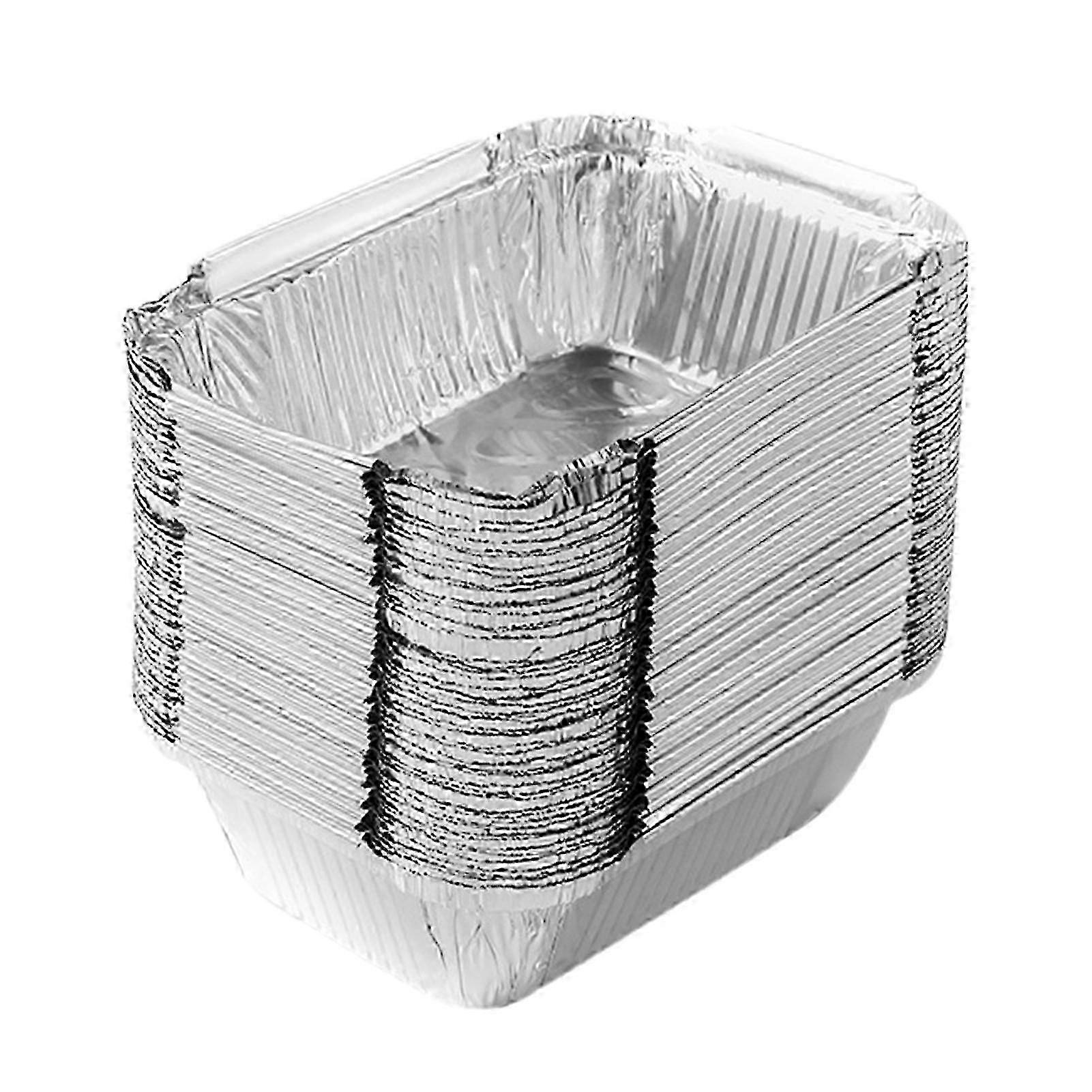 50Pcs Baking Foil Box High-Temperature Resistance Non-Stick Easy Cleaning Waterproof Oil-Proof Paper Liner Multi-use Aluminum Foil Tin Box Disposable