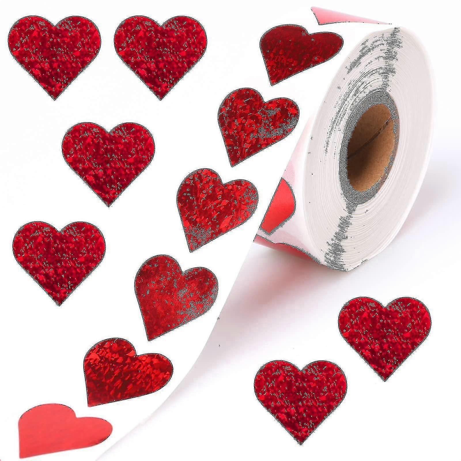 500 جهاز كمبيوتر شخصى 1 "المجسم الأحمر ملصقات القلب لفة، بريق قلوب صغيرة ملصقا للأطفال، واستخدام لعيد الحب زينة الحب، جوائز الرسوم البيانية، سجل القصاصات